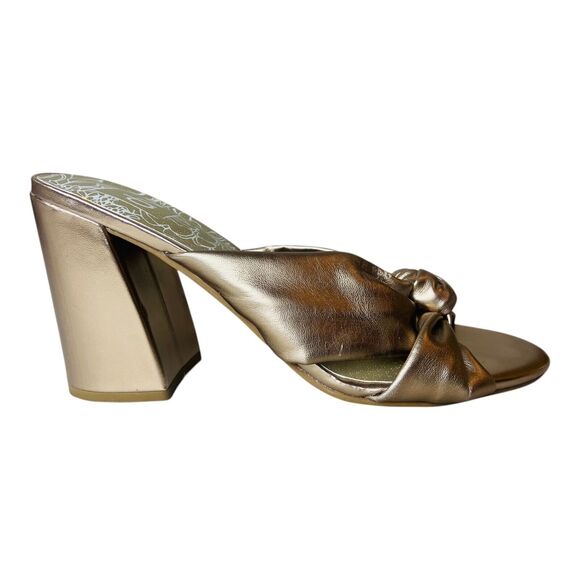 Dolce Vita Womens Knot Block Heels Rose Gold Slip On Mules Sandals Metallic 7.5 - Picture 3 of 8